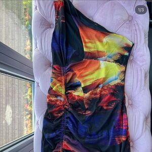 Vibrant Multicolor Ruched Dress